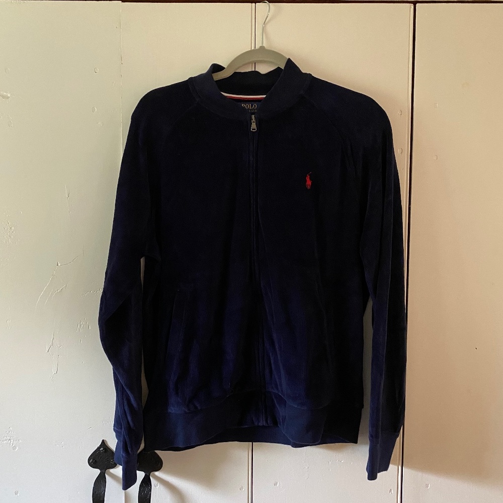 Ralph Lauren Velour Full Zip Track Jacket - Dark Blue